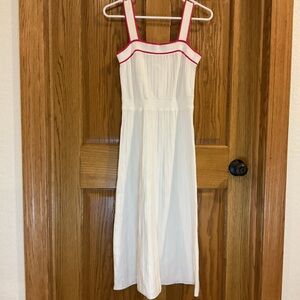 Amazon White Midi Sundress with Pink Trim